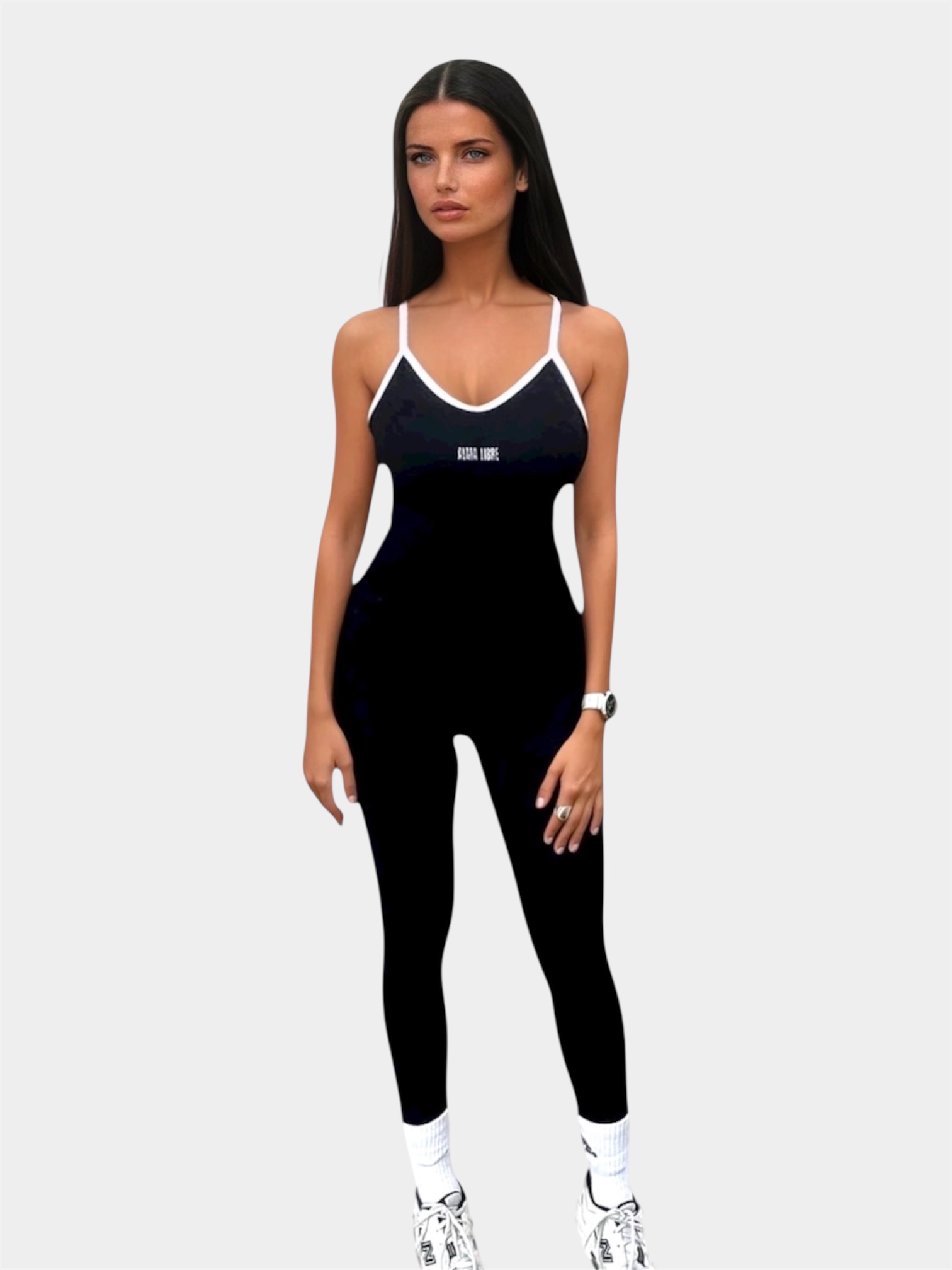 ShapeLine Contrast Backless Jumpsuit Black