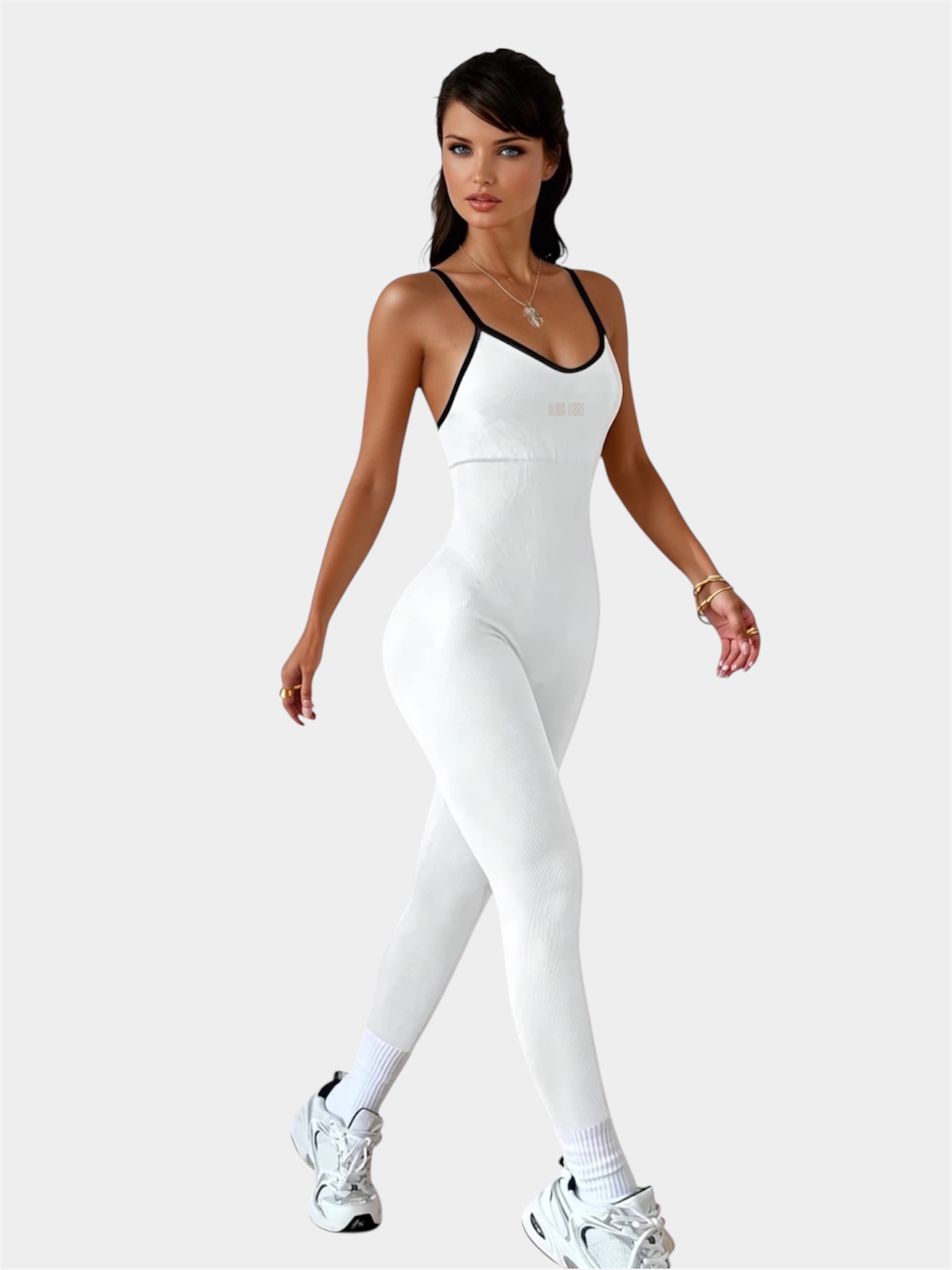 ShapeLine Contrast Backless Jumpsuit White